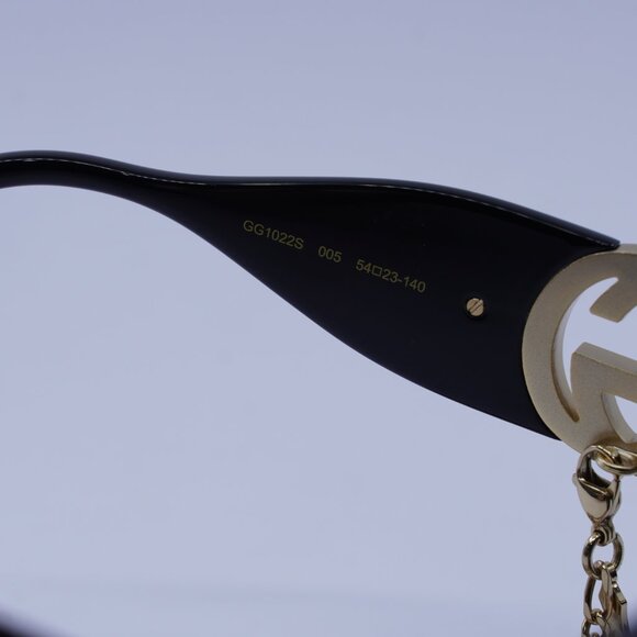 Gucci GG1022S 005 Sunglasses Black Square Frame, Brown with Gold Chain Lenses - Picture 7 of 11